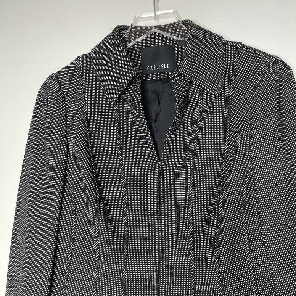 Carlisle Tailored Wool Blend Jacket Blazer Size 4 Black White Micro Dot - Picture 5 of 14